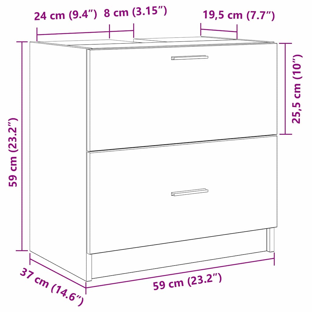 Badkamer Kast met lade Oud Hout 59 x 37 x 59 cm Bewerkt hout
