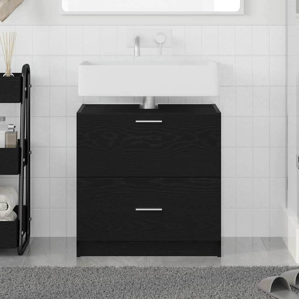 Badkamer Kast met lade Zwart Eiken 59 x 37 x 59 cm Bewerkt hout