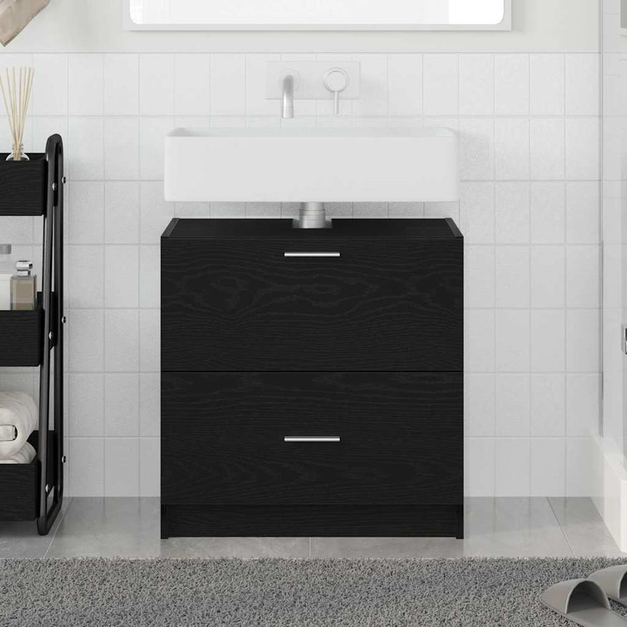 Badkamer Kast met lade Zwart Eiken 59 x 37 x 59 cm Bewerkt hout