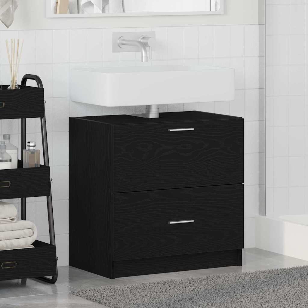 Badkamer Kast met lade Zwart Eiken 59 x 37 x 59 cm Bewerkt hout