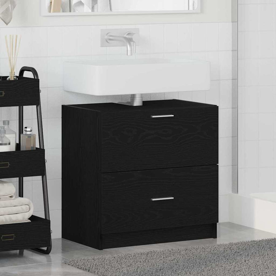 Badkamer Kast met lade Zwart Eiken 59 x 37 x 59 cm Bewerkt hout