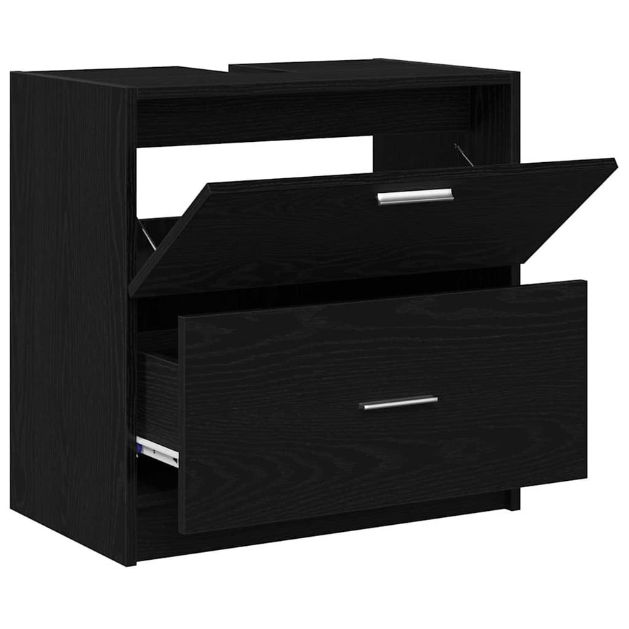 Badkamer Kast met lade Zwart Eiken 59 x 37 x 59 cm Bewerkt hout