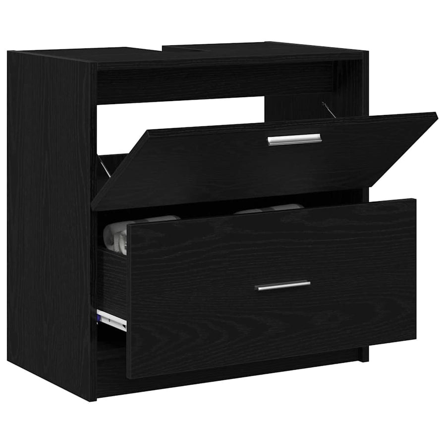 Badkamer Kast met lade Zwart Eiken 59 x 37 x 59 cm Bewerkt hout