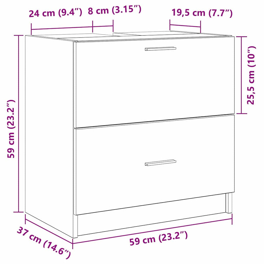 Badkamer Kast met lade Zwart Eiken 59 x 37 x 59 cm Bewerkt hout