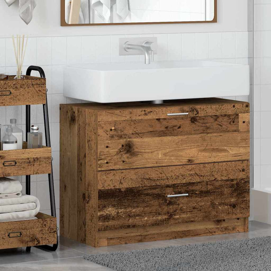 Badkamer Kast met lade Oud Hout 78 x 37 x 59 cm Bewerkt hout