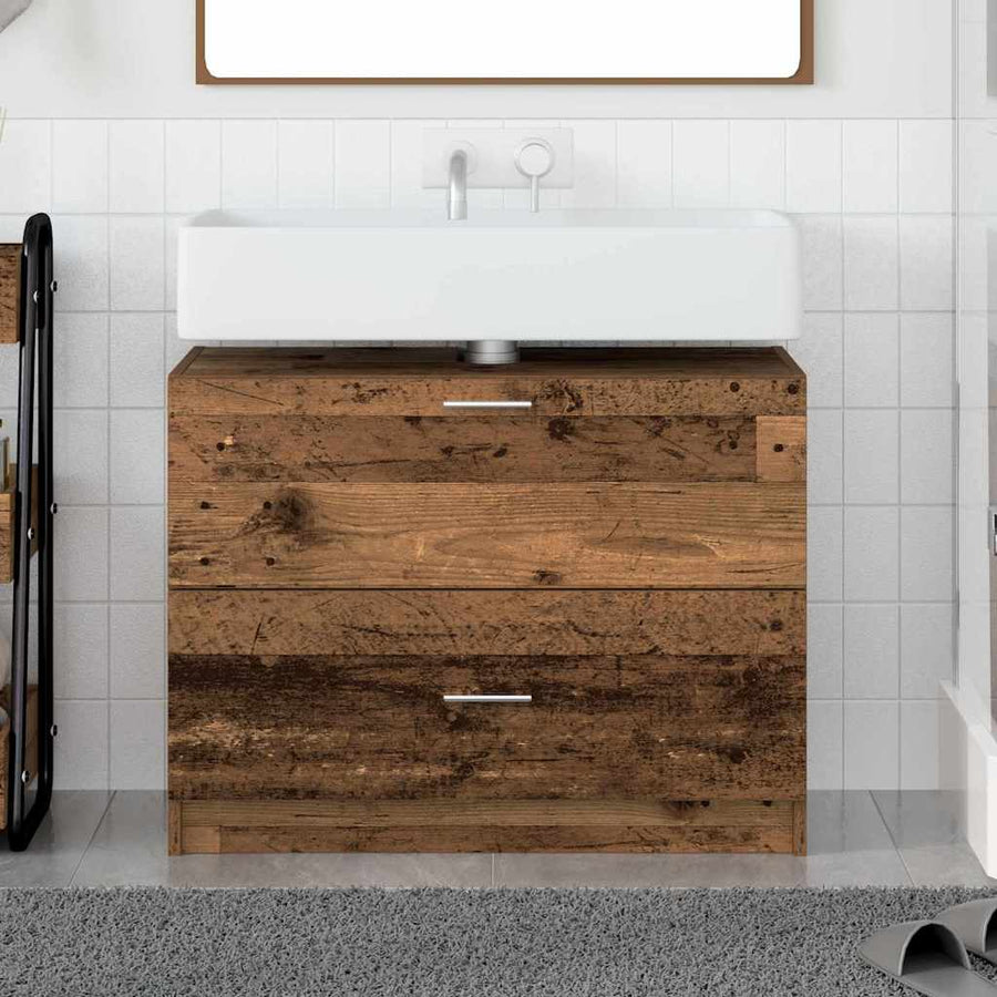 Badkamer Kast met lade Oud Hout 78 x 37 x 59 cm Bewerkt hout