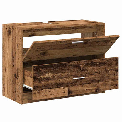 Badkamer Kast met lade Oud Hout 78 x 37 x 59 cm Bewerkt hout