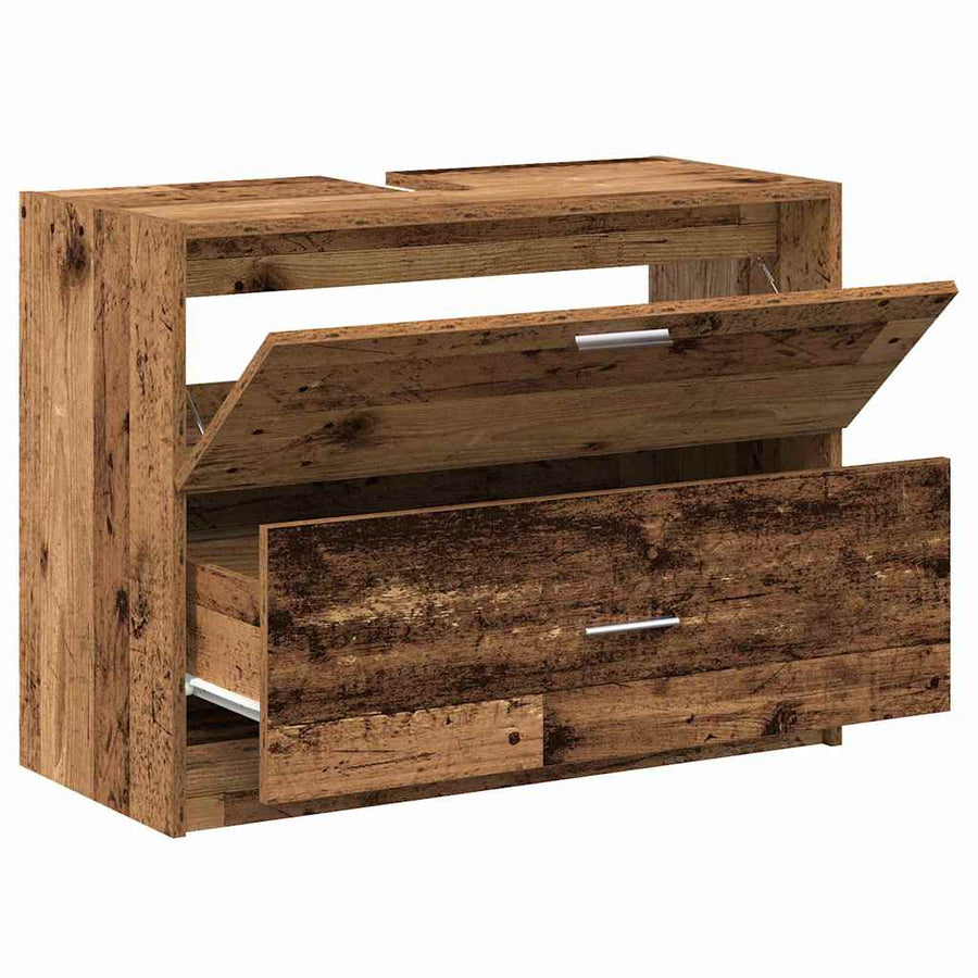 Badkamer Kast met lade Oud Hout 78 x 37 x 59 cm Bewerkt hout