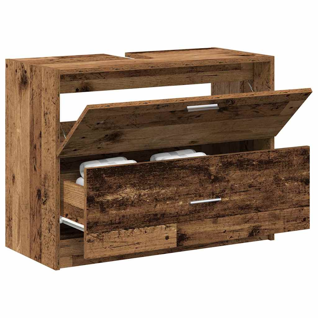 Badkamer Kast met lade Oud Hout 78 x 37 x 59 cm Bewerkt hout