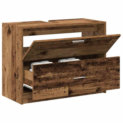 Badkamer Kast met lade Oud Hout 78 x 37 x 59 cm Bewerkt hout