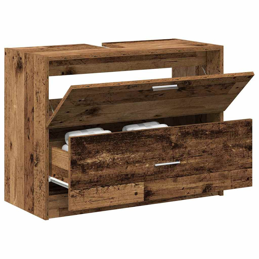 Badkamer Kast met lade Oud Hout 78 x 37 x 59 cm Bewerkt hout