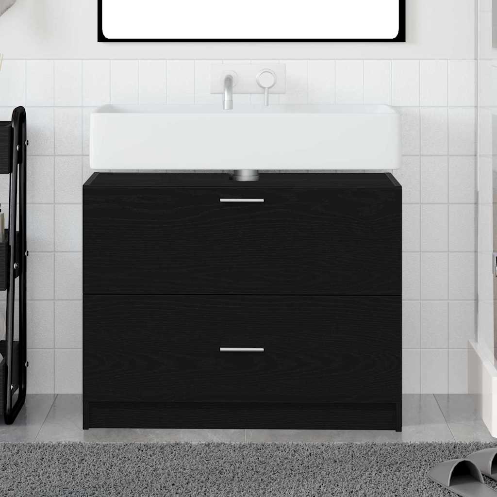 Badkamer Kast met lade Zwart Eiken 78 x 37 x 59 cm Bewerkt hout