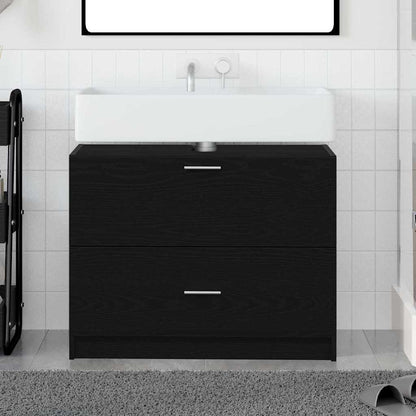 Badkamer Kast met lade Zwart Eiken 78 x 37 x 59 cm Bewerkt hout