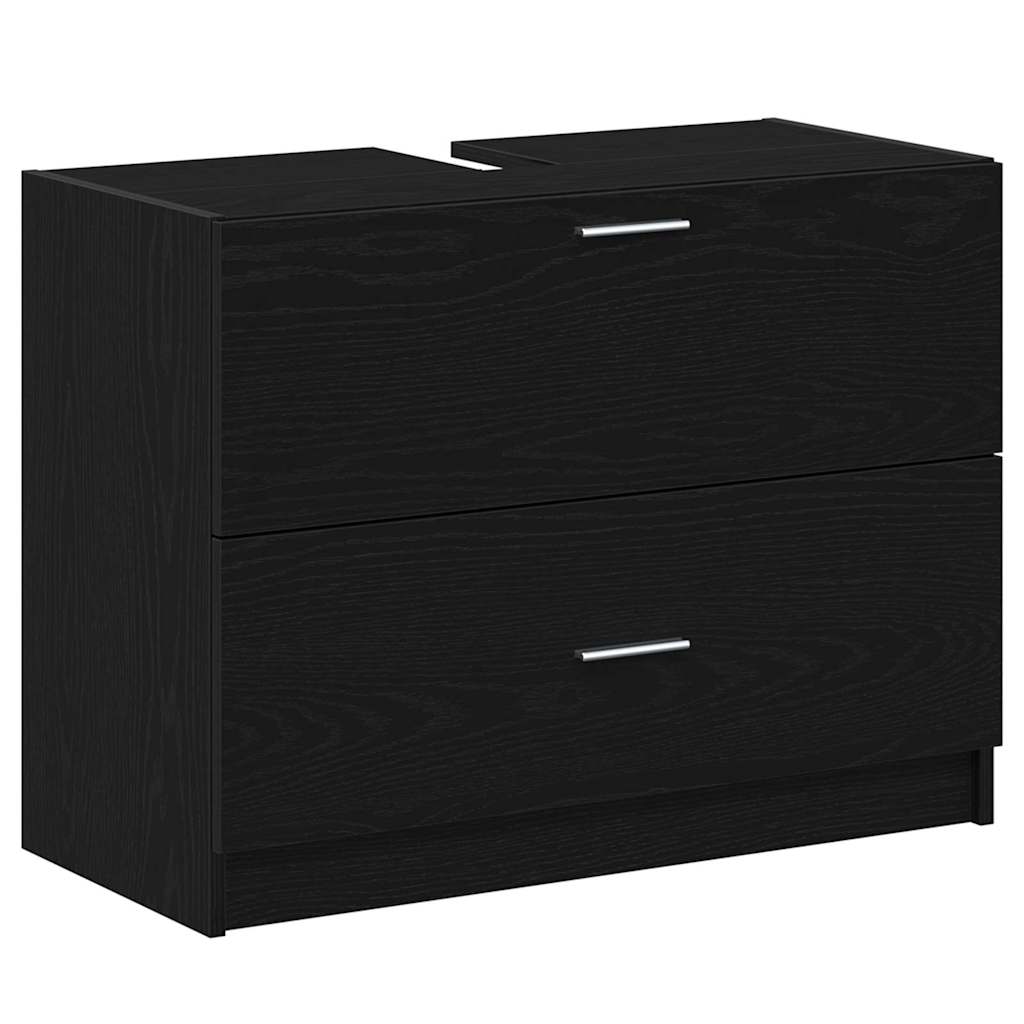 Badkamer Kast met lade Zwart Eiken 78 x 37 x 59 cm Bewerkt hout