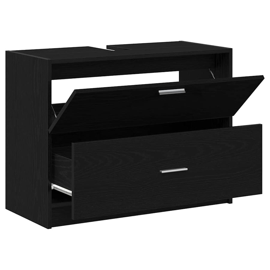 Badkamer Kast met lade Zwart Eiken 78 x 37 x 59 cm Bewerkt hout