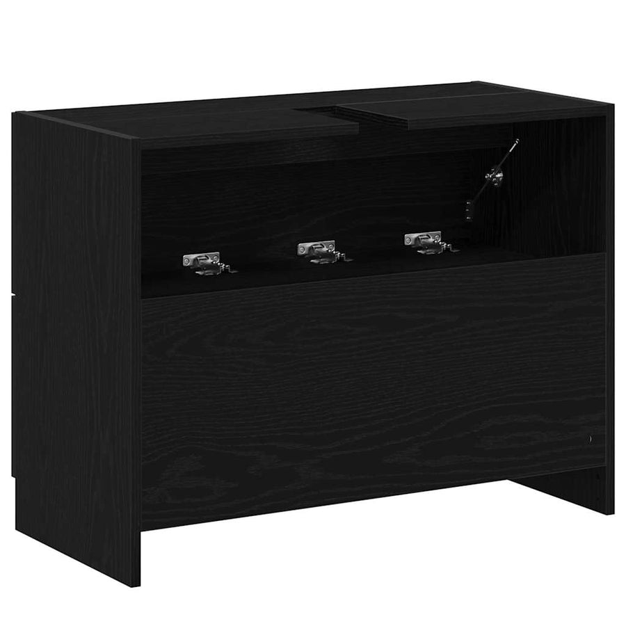 Badkamer Kast met lade Zwart Eiken 78 x 37 x 59 cm Bewerkt hout