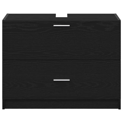 Badkamer Kast met lade Zwart Eiken 78 x 37 x 59 cm Bewerkt hout