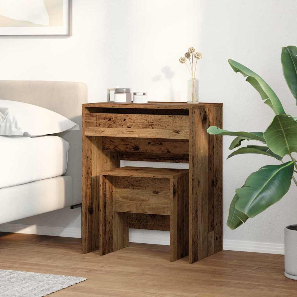 Kaptafel met lade Oud Hout 60 x 40 x 75 cm Bewerkt hout