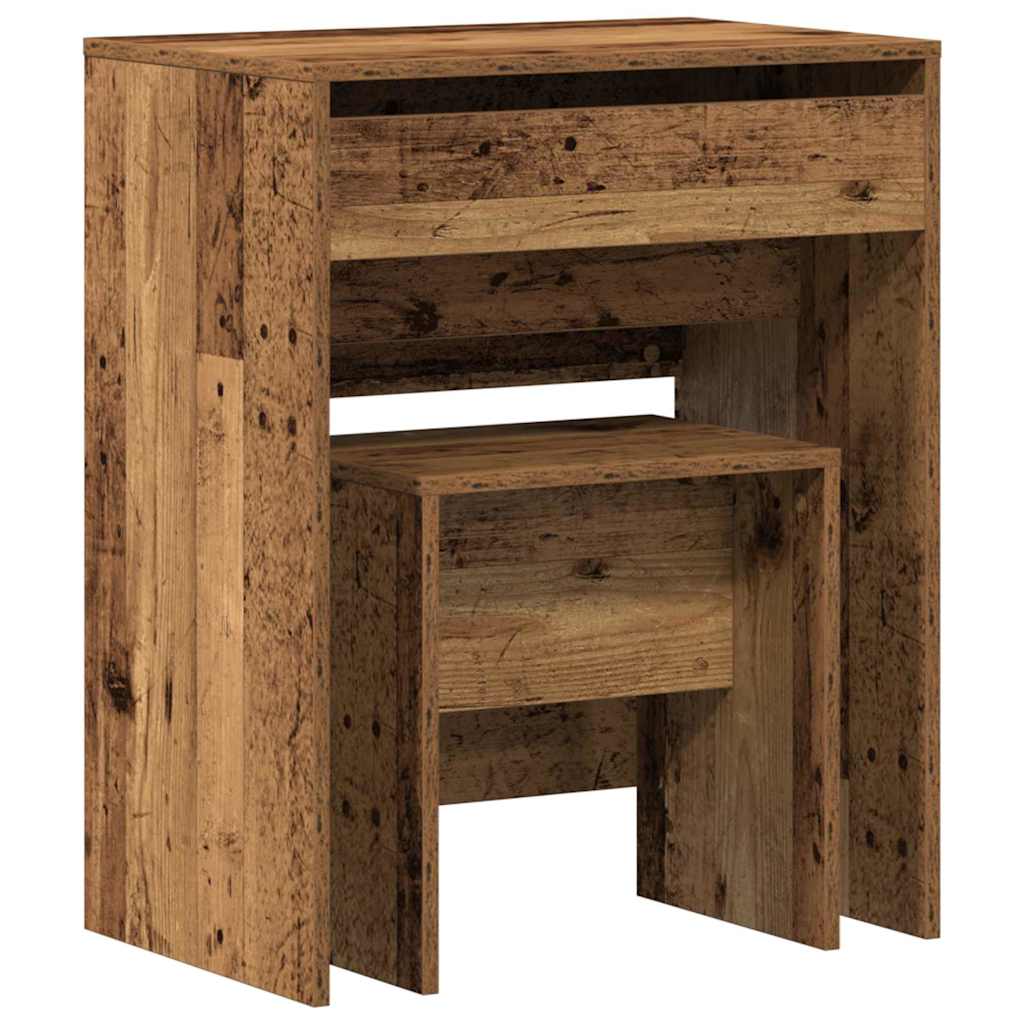 Kaptafel met lade Oud Hout 60 x 40 x 75 cm Bewerkt hout