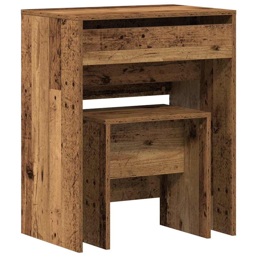 Kaptafel met lade Oud Hout 60 x 40 x 75 cm Bewerkt hout