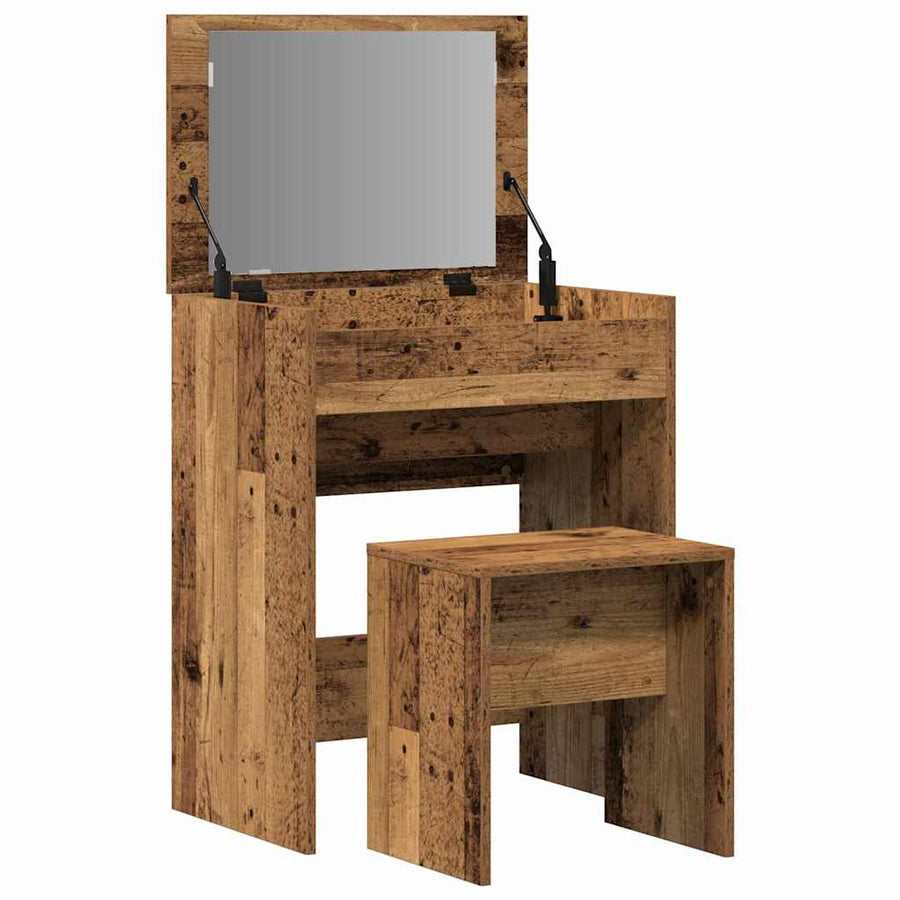 Kaptafel met lade Oud Hout 60 x 40 x 75 cm Bewerkt hout