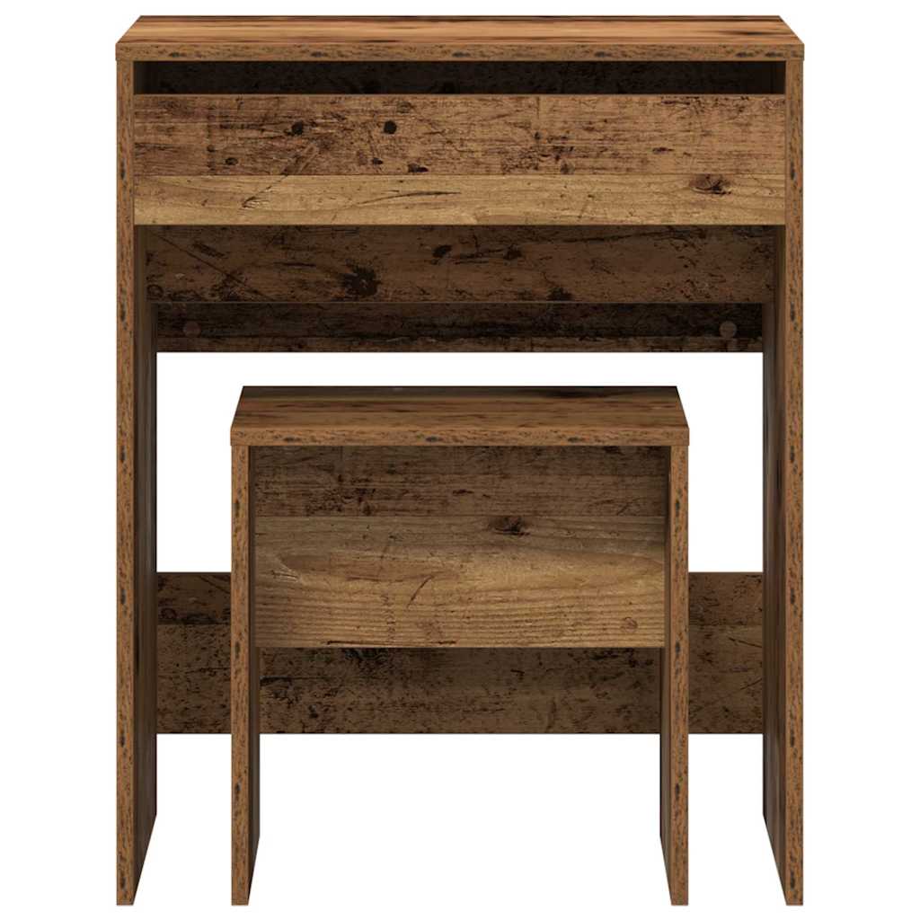 Kaptafel met lade Oud Hout 60 x 40 x 75 cm Bewerkt hout