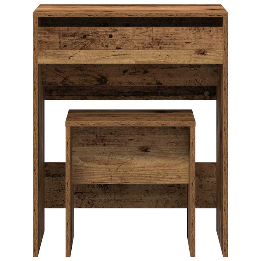 Kaptafel met lade Oud Hout 60 x 40 x 75 cm Bewerkt hout
