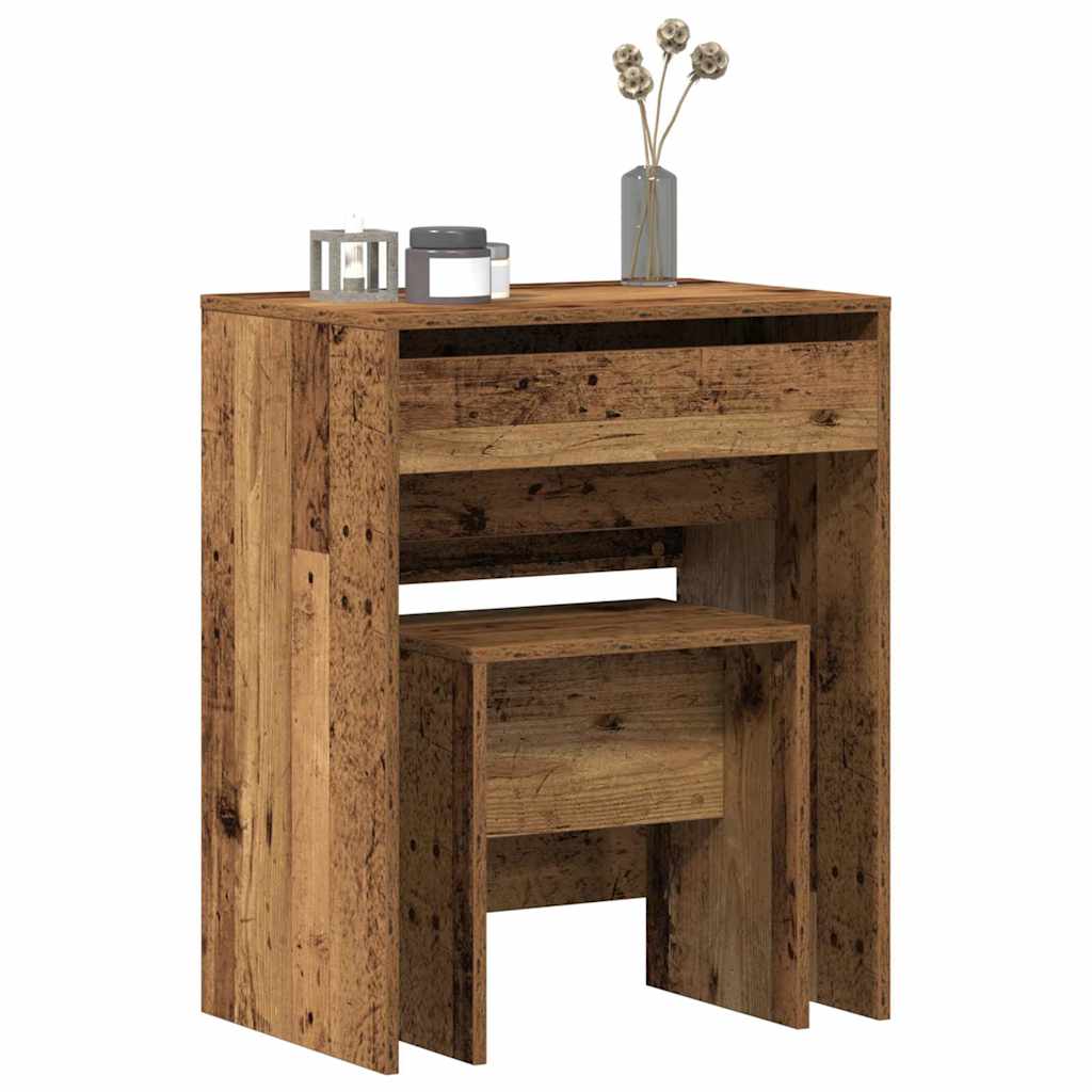 Kaptafel met lade Oud Hout 60 x 40 x 75 cm Bewerkt hout