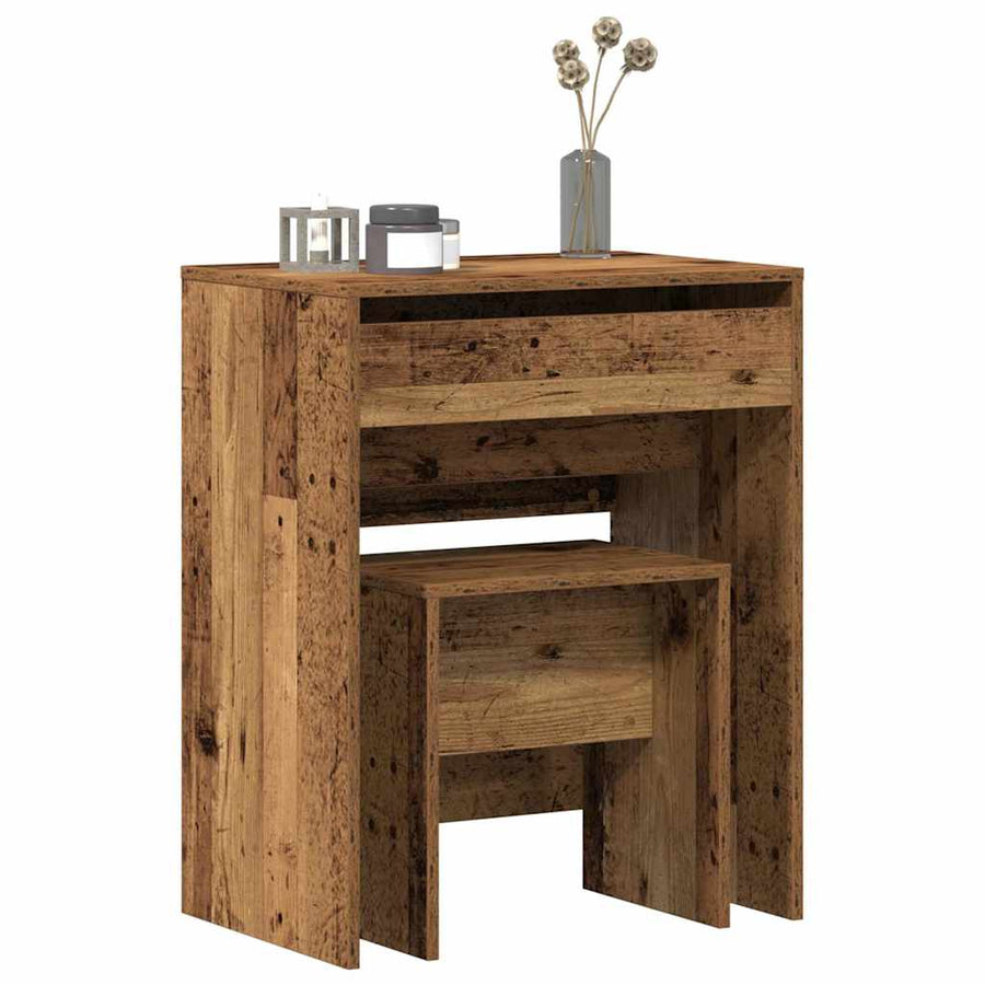 Kaptafel met lade Oud Hout 60 x 40 x 75 cm Bewerkt hout