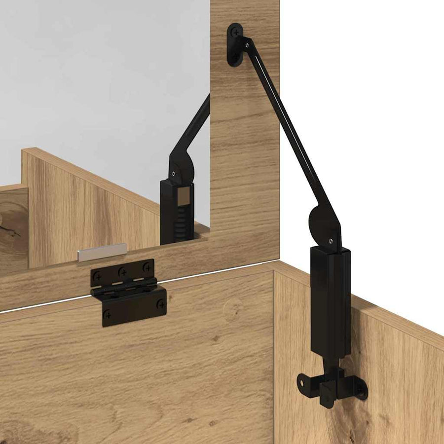 Kaptafel artisanaal eikenkleurig 60 x 40 x 75 cm Bewerkt hout