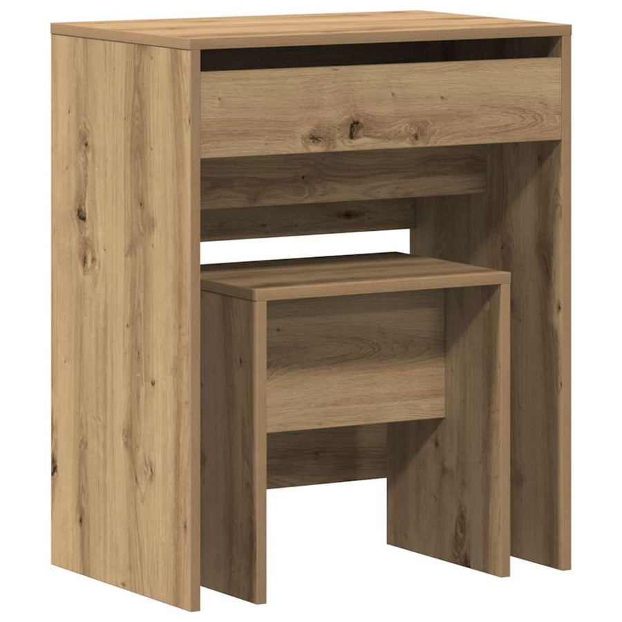 Kaptafel artisanaal eikenkleurig 60 x 40 x 75 cm Bewerkt hout