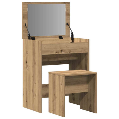 Kaptafel artisanaal eikenkleurig 60 x 40 x 75 cm Bewerkt hout