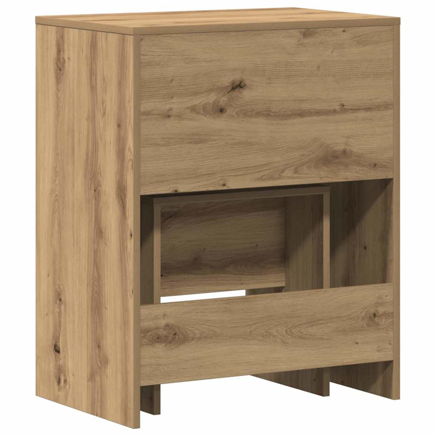Kaptafel artisanaal eikenkleurig 60 x 40 x 75 cm Bewerkt hout