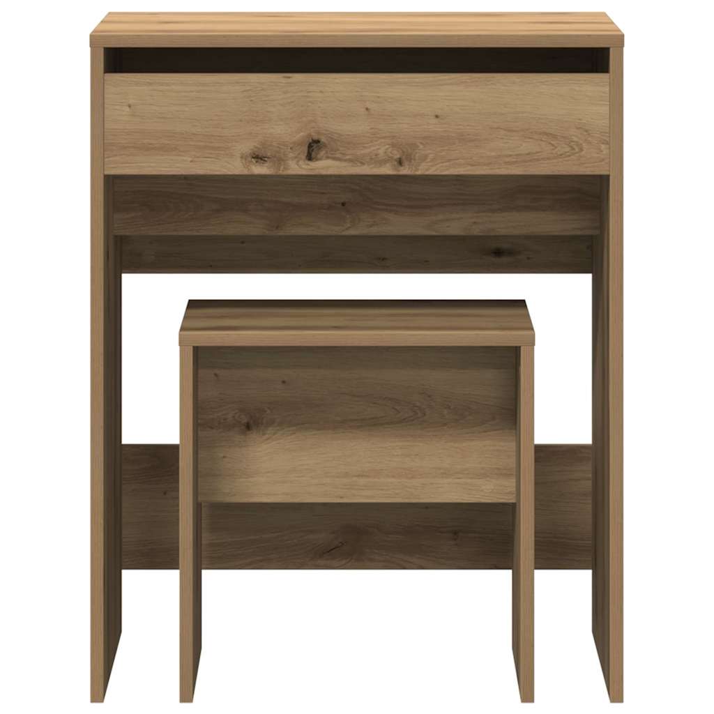 Kaptafel artisanaal eikenkleurig 60 x 40 x 75 cm Bewerkt hout
