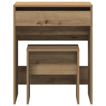 Kaptafel artisanaal eikenkleurig 60 x 40 x 75 cm Bewerkt hout