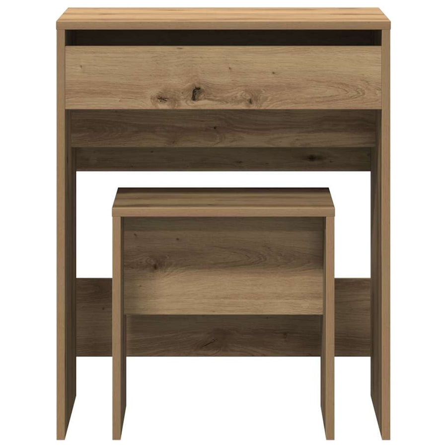 Kaptafel artisanaal eikenkleurig 60 x 40 x 75 cm Bewerkt hout