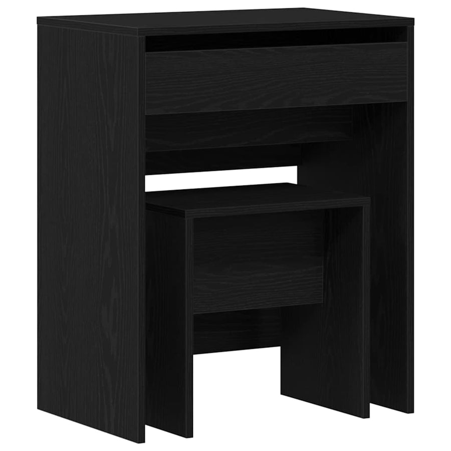 Kaptafel met lade Zwart eiken 60 x 40 x 75 cm Bewerkt hout
