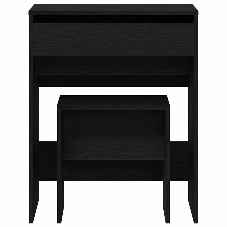 Kaptafel met lade Zwart eiken 60 x 40 x 75 cm Bewerkt hout