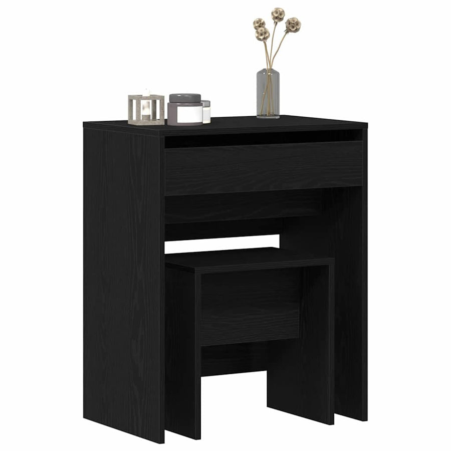 Kaptafel met lade Zwart eiken 60 x 40 x 75 cm Bewerkt hout