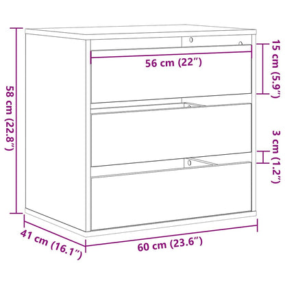 Ladenkast met lade Zwart 60 x 41 x 58 cm Bewerkt hout
