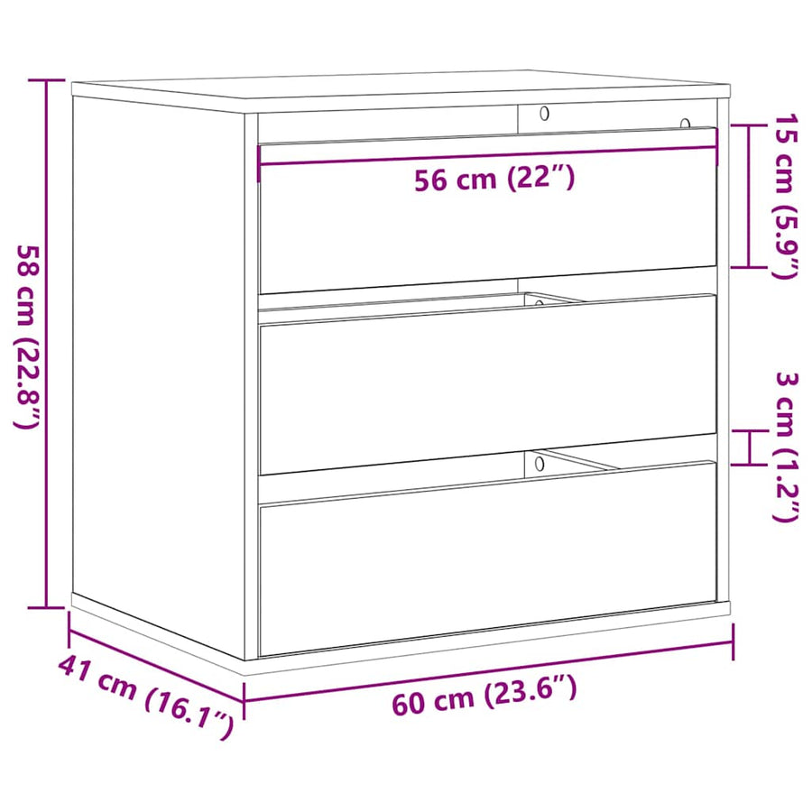 Ladenkast met lade Zwart 60 x 41 x 58 cm Bewerkt hout