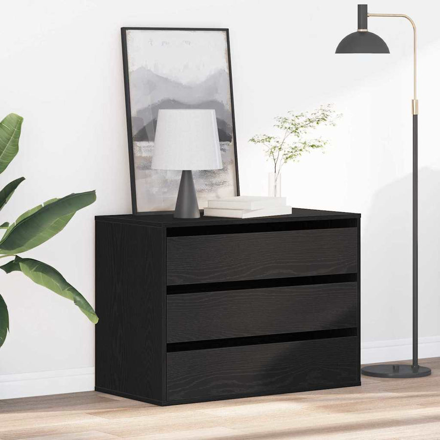 Ladenkast met lade Zwart 80 x 41 x 58 cm Bewerkt hout