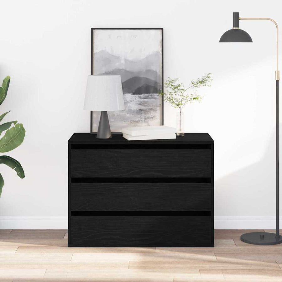 Ladenkast met lade Zwart 80 x 41 x 58 cm Bewerkt hout