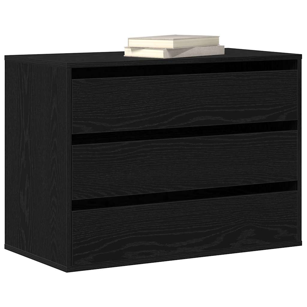 Ladenkast met lade Zwart 80 x 41 x 58 cm Bewerkt hout