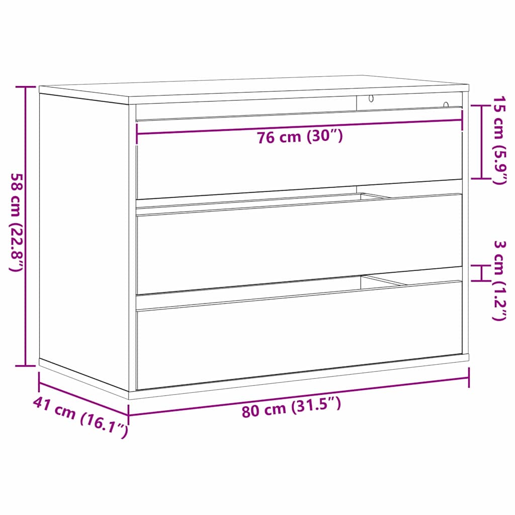 Ladenkast met lade Zwart 80 x 41 x 58 cm Bewerkt hout