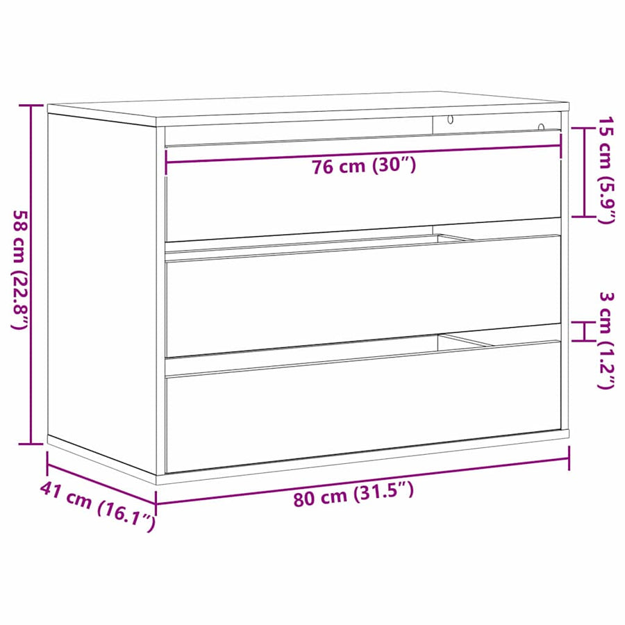 Ladenkast met lade Zwart 80 x 41 x 58 cm Bewerkt hout