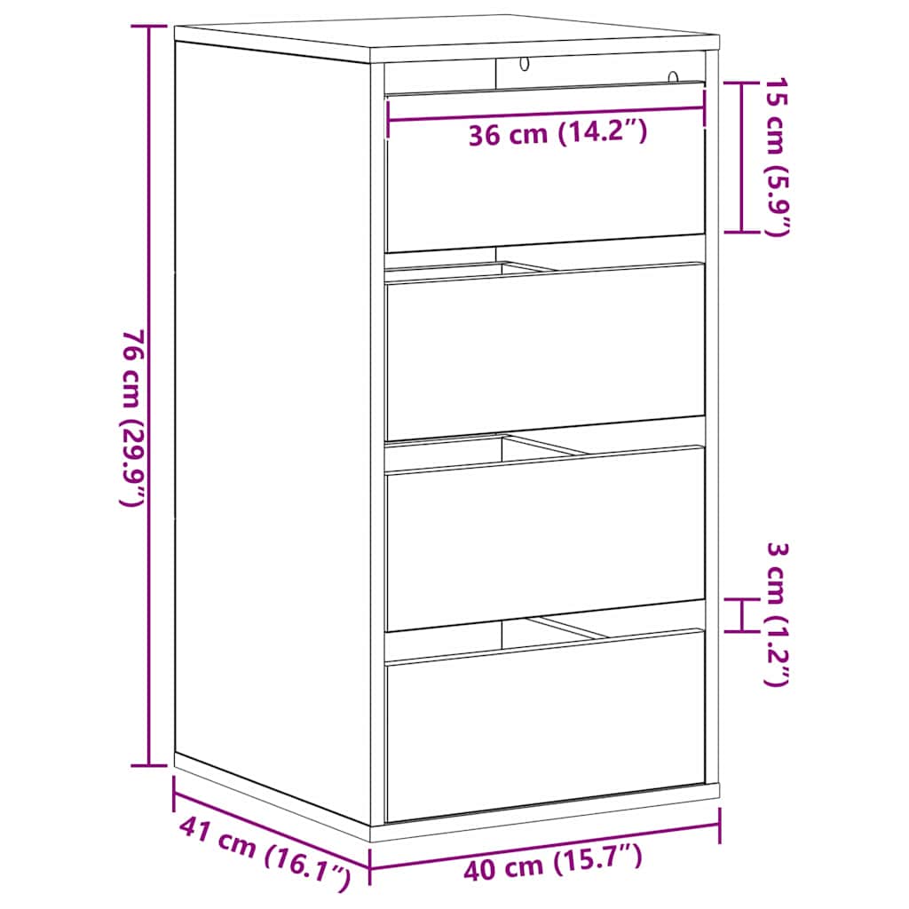 Ladenkast met lade Zwart 40 x 41 x 76 cm Bewerkt hout