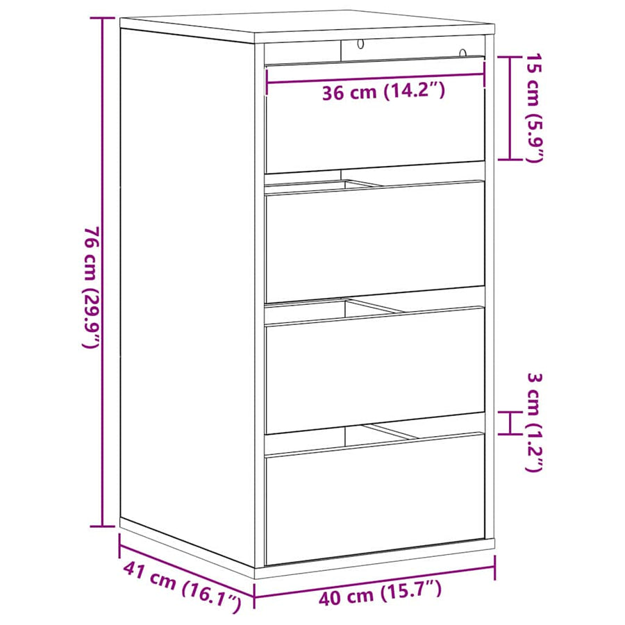 Ladenkast met lade Zwart 40 x 41 x 76 cm Bewerkt hout