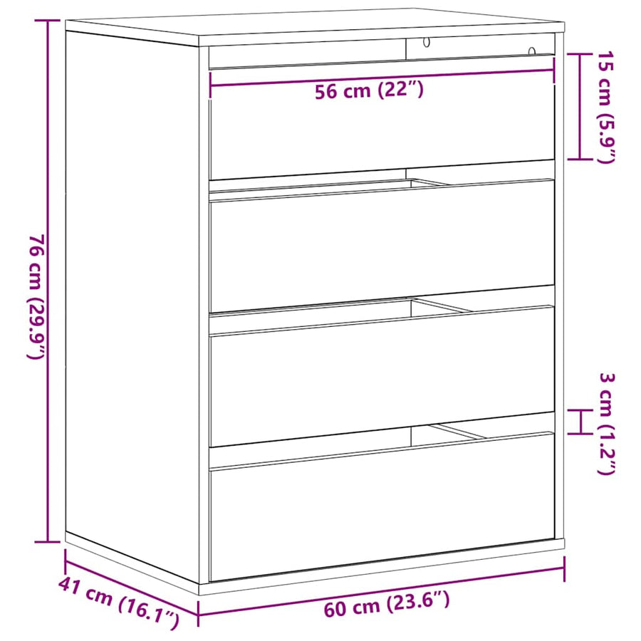 Ladenkast met lade Zwart 60 x 41 x 76 cm Bewerkt hout