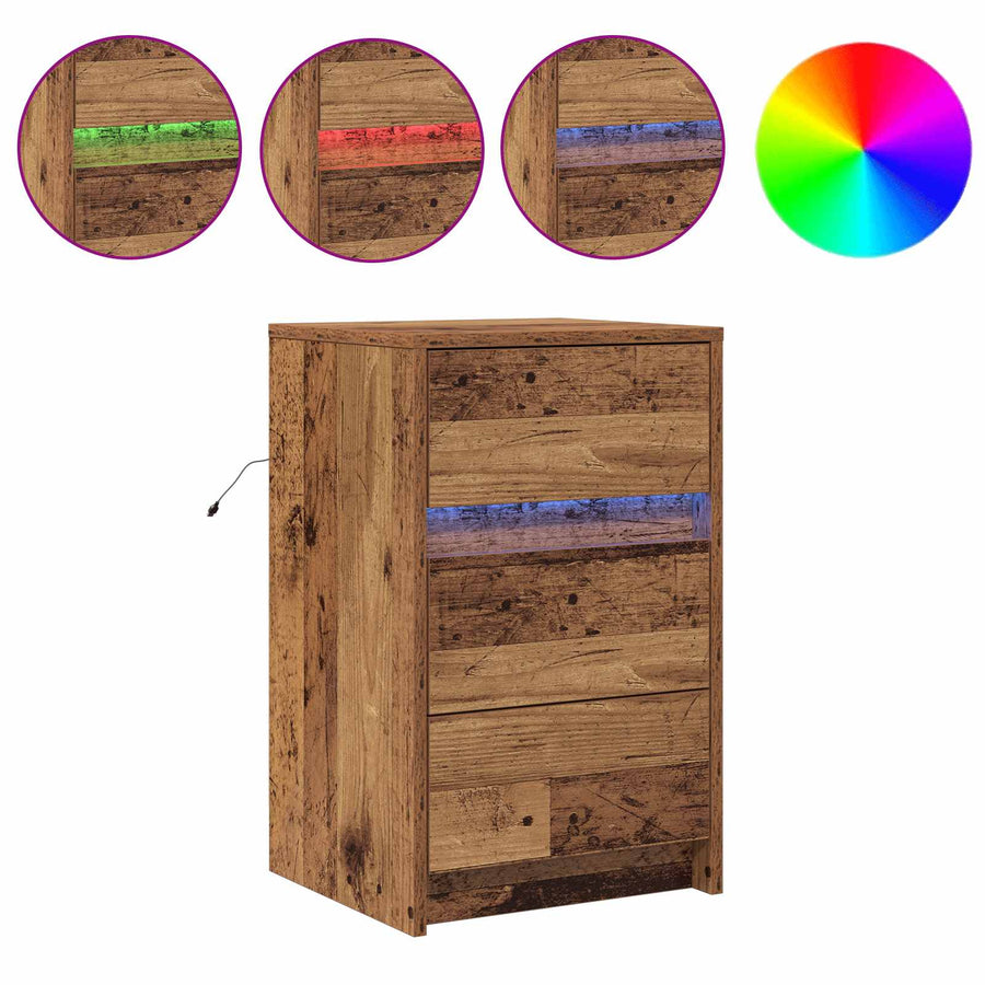 Nachtkastje met lade Oudhout 38 x 34 x 61 cm Bewerkt hout